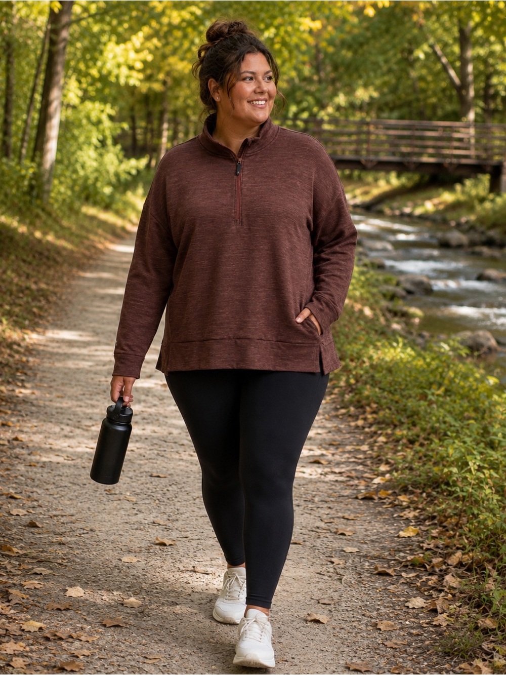 Athleta Altitude Polartec Half Zip Sweatshirt Mahogany Heather 3X